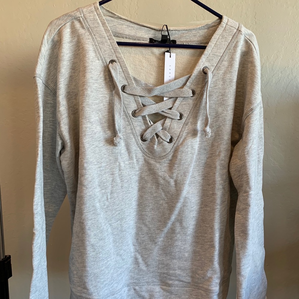 Sanctuary grey lace-up sweatshirt